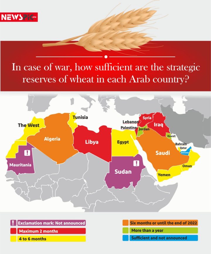 How sufficient are the strategic reserves of wheat in each Arab country?