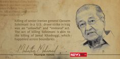 Mahathir Mohamad: Killing of Soleimani was an “unlawful” and “immoral” act