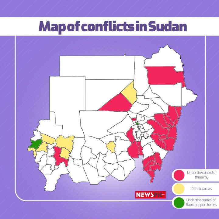 Map of conflicts in Sudan